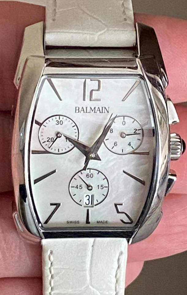 Balmain 手表-珍珠母-3 计数器和日期-不锈钢/皮革表带 — 第 4/4 张图片