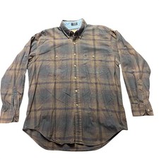 VTG Ralph Lauren Chaps Country Cottons Button Plaid Shirt Size Large
