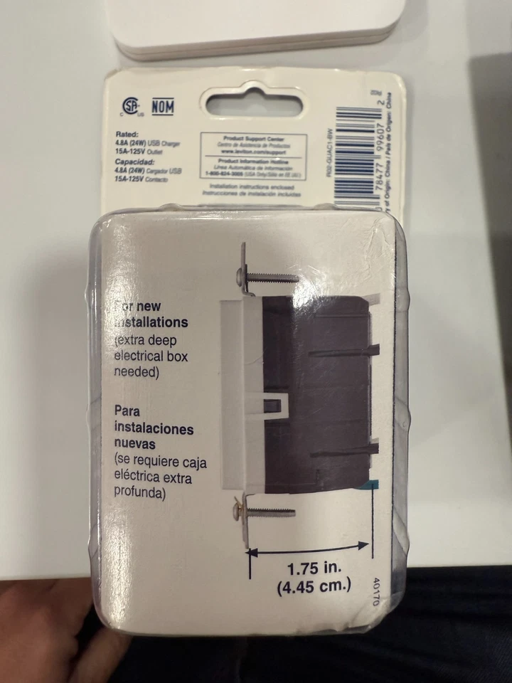 LEVITON GUAC1-BW DECORA TYPE USB-A & USB-C GFCI COMBINATION 24W OUTLET WHITE NEW - Image 2 of 4