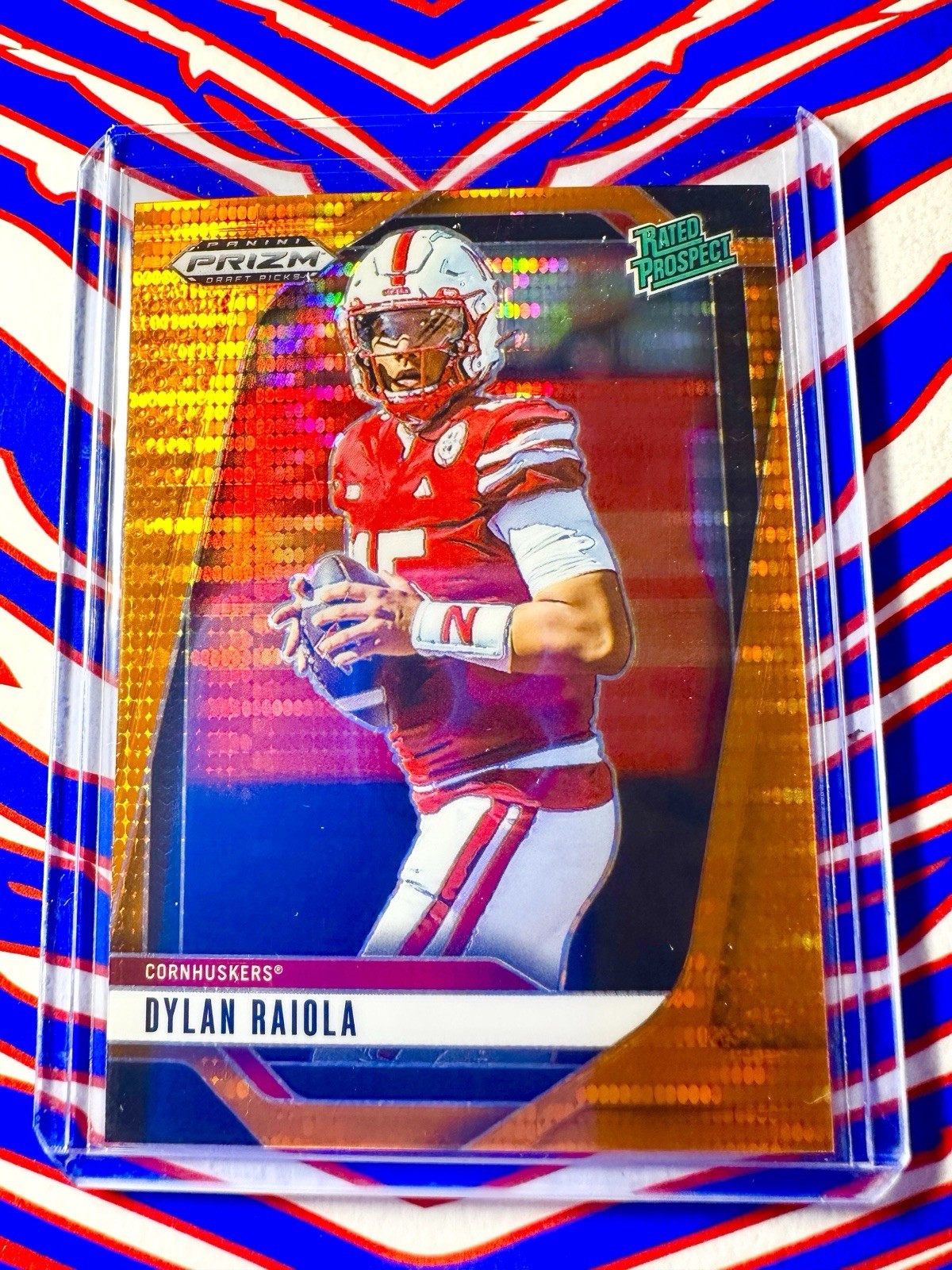 2025 Panini Prizm Draft Picks Dylan Raiola Orange Pulsar Prizm /75 #158 Oregon