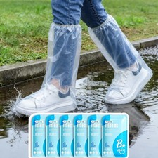 12 Pcs Individually Packaged Long Rain Shoe Covers, Extended Length Clear Adults