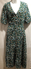 MISSGUIDED WOMENS GREEN FLORAL SHORT SLEEVE BUTTON UP DRESS SIZE: 10/38 (WD243)