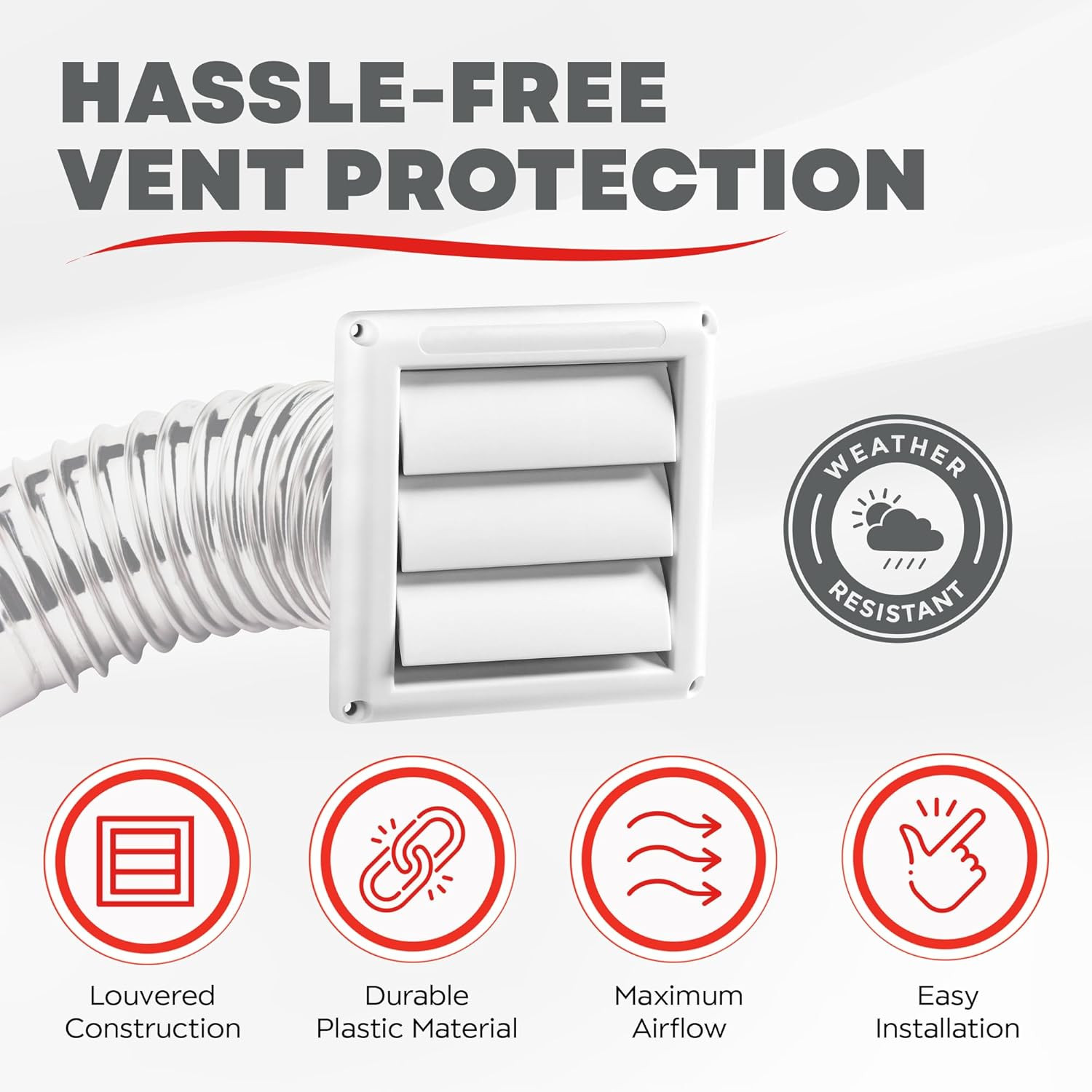 Supurr-Vent Louvered Weather-Resistant Outdoor Plastic Dryer Vent Cover for 4 In