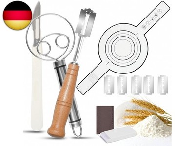 Bäckermesser 4er Set, Bäckerklinge, Teigmesser, Dänischer Schneebesen und Bread 