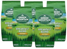 5 Bags Of Green Mountain Breakfast Blend Light Roast Ground Coffee 18 Oz
