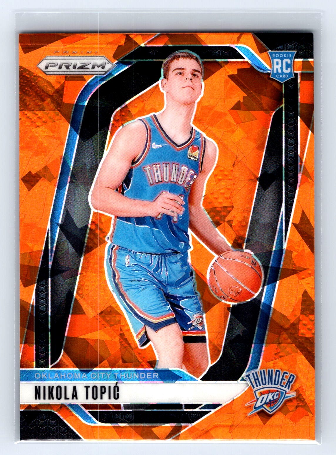 2024-25 Panini Prizm #230 Nikola Topic Prizms Orange Ice Thunder Rookie