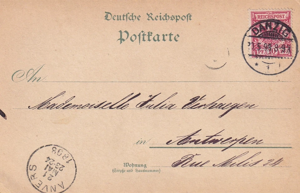 Gruss aus Danzig Gdansk AK 1898 Litho Milchkannengasse Polen Polska 2512017 - Bild 2 von 2