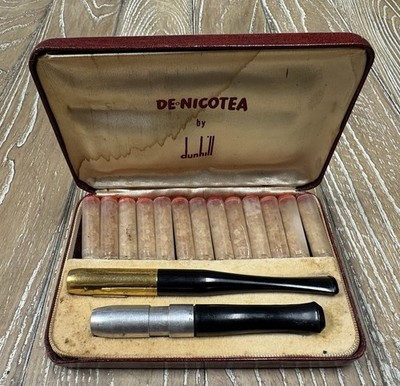 RARE Dunhill Cigarette Holder & Crystal Filter Set ~ Red De-Nicotea Case