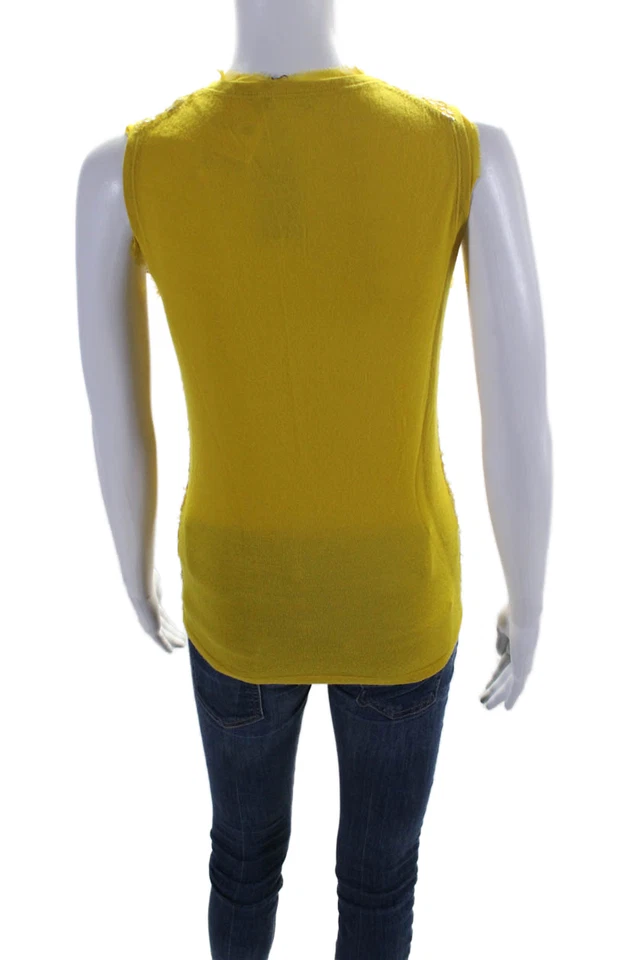 Blusa sin mangas J Crew para mujer cuello en V lentejuelas amarillo mostaza talla S Foto 3 de 4
