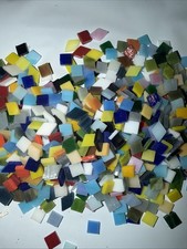 1lb Pieces Glass Mosaic Tiles for Crafts, Colorful Stained Glass Diamond/Square