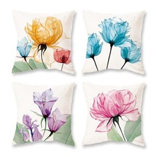 Spring Floral Pillow Covers 20x20 Set of 4 Summer Outdoor Decor Throw Pillows