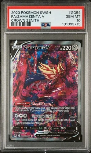 Pokemon 2023 - Crown Zenith - Zamazenta V #GG54 - Full Art - PSA 10