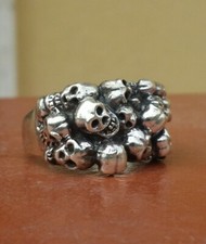 MENS RING SKULL HEAD MOTORCYCLE HARLEY 925 SILVER dead life
