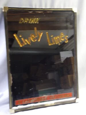 VINTAGE "DRINK LIVELY LIMES A CLOVERDALE SOFT DRINK" ADVERTISING METAGLIO MIRROR - Image 1 of 4