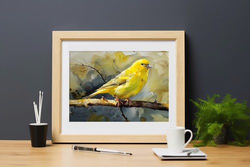 Yellow Perched Canary 5"x7 Print on Matte Paper | Tranquil Watercolor Painting - Picture 8 of 17