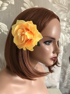 Large Bright Yellow Wedding Rose Hair Clip Rockabilly 1940s 1950s