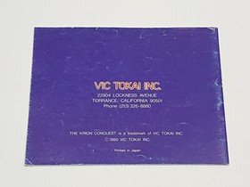 The Krion Conquest Authentic Original NES Nintendo Manual Only