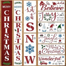 11Pcs Christmas Stencils Reusable Merry Christmas Porch Sign Diy Craft Kit