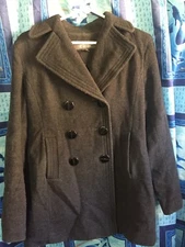 KENNETH COLE REACTION Woman's Gray Pea Coat Wool Coat Jacket Size 4