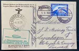 1931 Germany Graf Zeppelin Postcard Cover South America Flight LZ 127 # C36