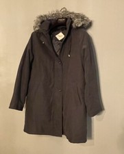 Bhs Authentic Women’s Faux Fur Removable Hood Wadded Short Jacket Grey 16 £55