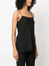 Theory S Small Drape Slip Cami Womens Blouse Black Georgette Tank Top 245