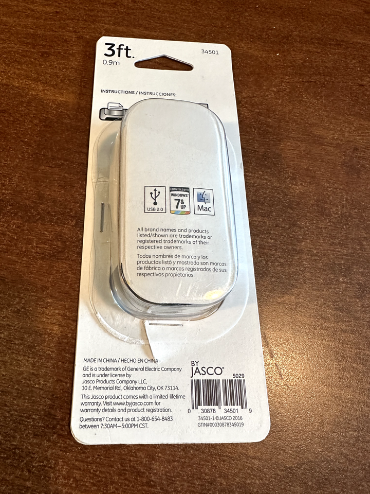 Ge Jasco 34501 3' Black A Male/B Male Usb Device Cable | eBay
