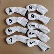 Pure Color Golf Iron Head Covers Leather Club Irons Headcovers 4-9PAS