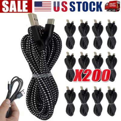 Braided USB C Type-C Fast Charging Data SYNC Charger Cable Cord 3/6/10FT Lot