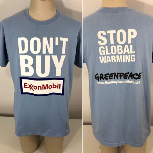 Stop Global Warming Green Peace Graphic 2 Sided T Shirt Men's L Environmental