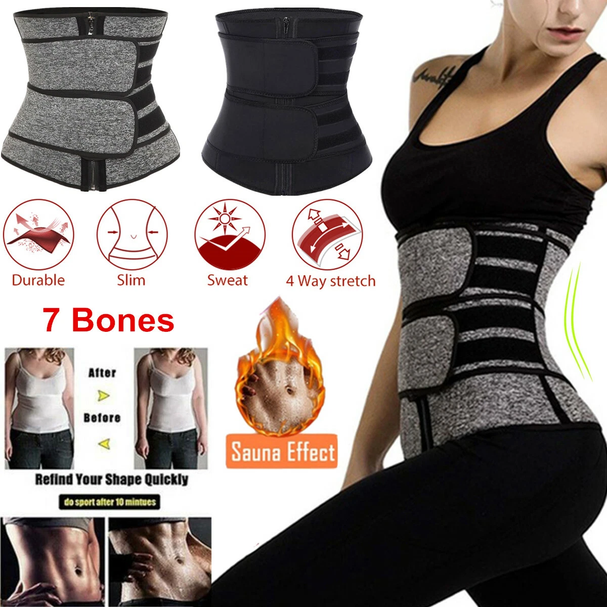 Waist Trainer Women Corset Sauna Sweat Weight Loss Body Shaper Yoga Slimmer  Belt