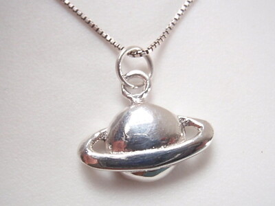 Planet Saturn Pendant 925 Sterling Silver Small