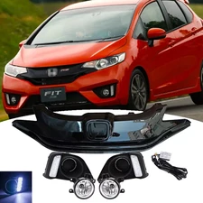 For 2015-2017 Honda Fit Jazz LED DRL Driving Fog Lights Lamps&Upper Grille Grill