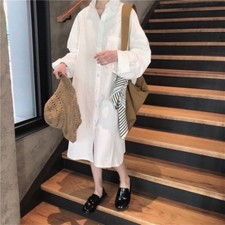 Women Ladies Long Shirt Dress Loose Casual Cotton Baggy Plus Size Blouse Fashion