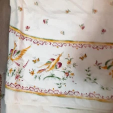 New French Provencal French Country tablecloth birds floral design 94"X6 10"