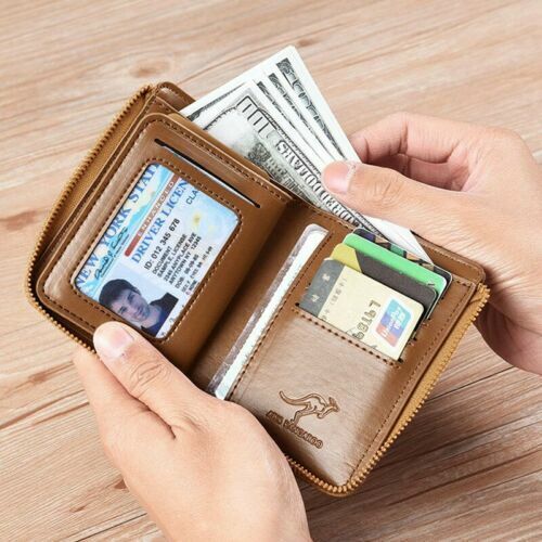 Men Men's S1 Leather Wallet ID Credit Card Holder Clutch Bifold Zipper Coin - Picture 62 of 77