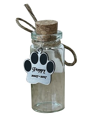 Haustier Fell Andenken Gedenkgeschenke Asche Glasflasche Box Katze Hund Geschenk personalisiert