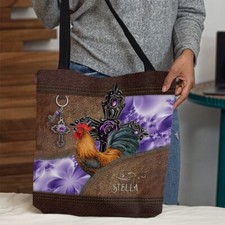 Personalized Chicken Tote Bag, Vintage Rooster Handbag, Chicken Lovers Gift
