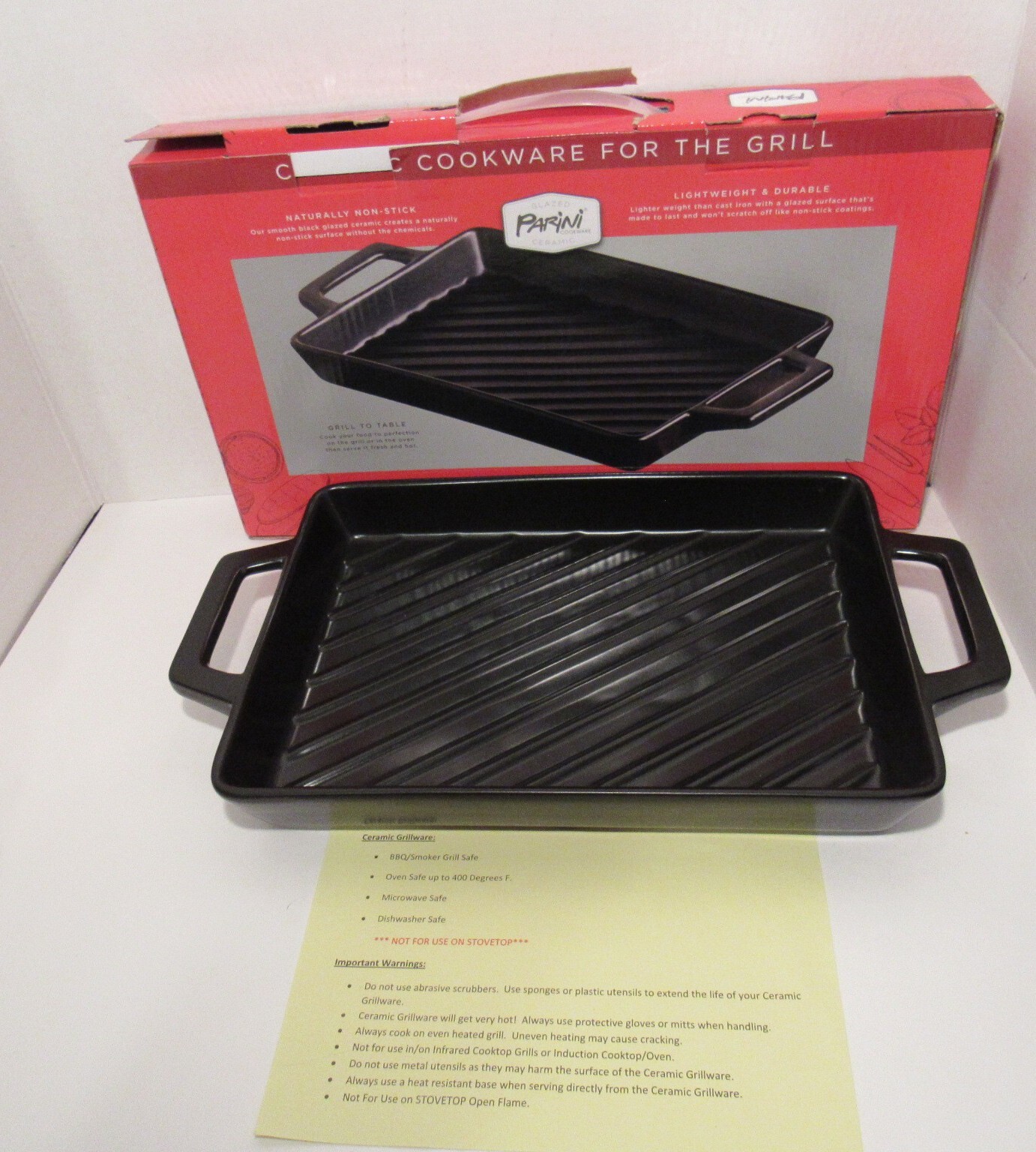 Glazed Parini Ceramic Cookware For The Grill NonStick Lightweight Grill Pan eBay