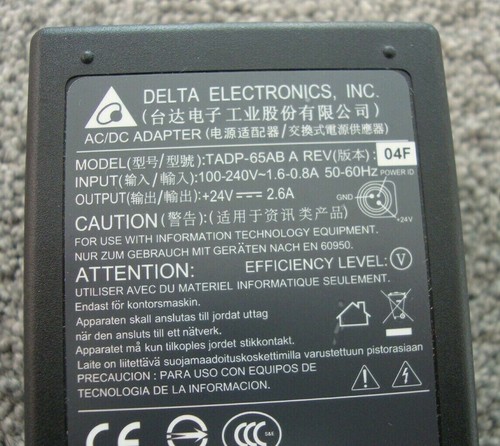 Delta Electronics TADP-65AB Power Supply AC/DC Adaptor 24 VDC 2.6 A Wincor C822 - Picture 3 of 4