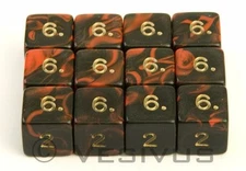 DICE Oblivion BLACK / RED 12d6 Block d6 Game RPG Dice Marbled 16mm D&D
