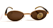 NWT Vintage 90's Small Oval Metal Combo Sport Sunglasses S. Brown 