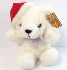 Vintage FIESTA White 6.5" Christmas White Teddy Bear Plush Stuffed Animal Toy