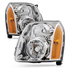 For Gmc Yukon Xl 1500 2500 2007-2014 Chrome Headlights Assembly Pair Headlamp