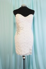 Wtoo by Watters Ivory Lace Short Wedding Formal Dress sz 8 w tags: Altered-READ