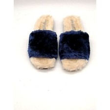 Lori Goldstein Slippers Womens Dillian Blue 7.5 Shoe Chinchilla Faux Fur NEW