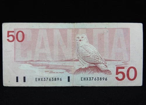 1988 $50 Dollar Canada Banknote Replacement Note EHX 3763896 Above 2.1M F Grade