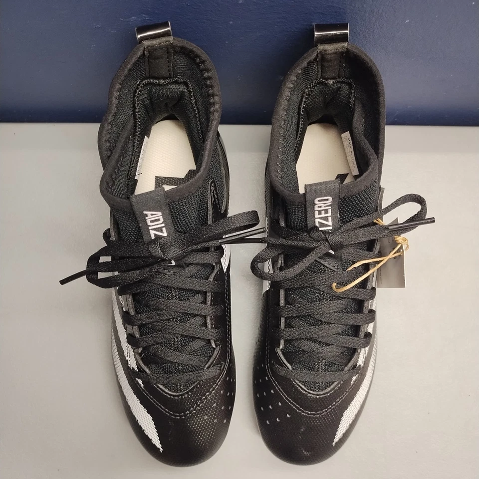 Adidas Adizero Impact.2 K Football Cleats Youth 2.5 Black White Lace Up IF2519 - Image 3 of 4