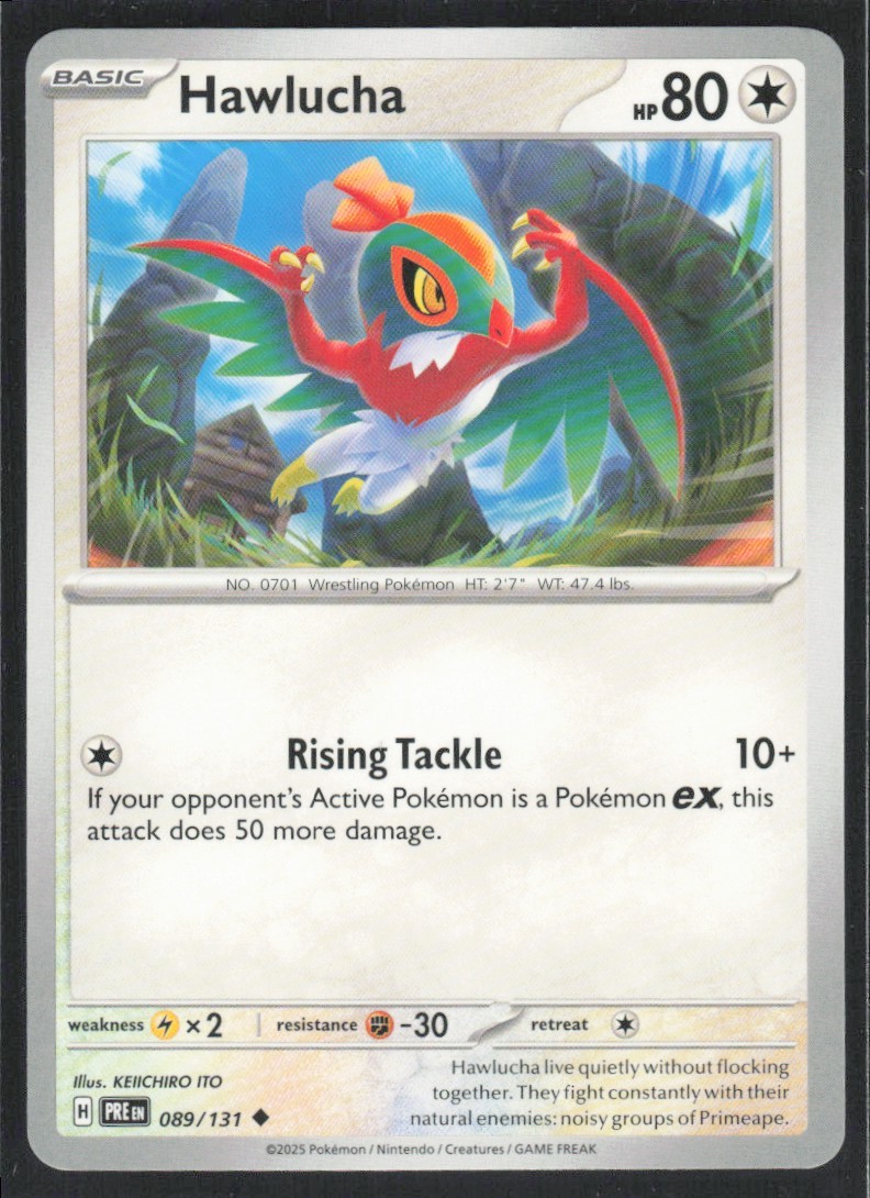 2025 Scarlet & Violet Series - Prismatic Evolutions Hawlucha Uncommon #89