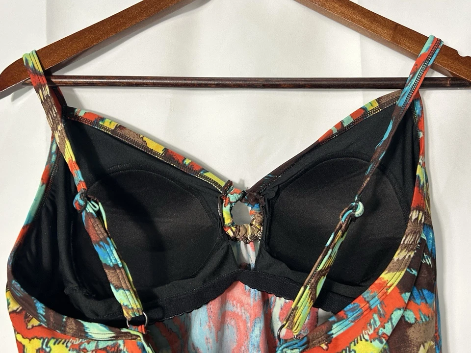 Top de natación para mujer Y2K Babydoll Tankini Paisley años 90 marrón boho hada grunge artístico Foto 4 de 4